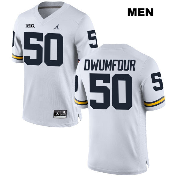 Men's NCAA Michigan Wolverines Michael Dwumfour #50 White Jordan Brand Authentic Stitched Football College Jersey AY25O58QY